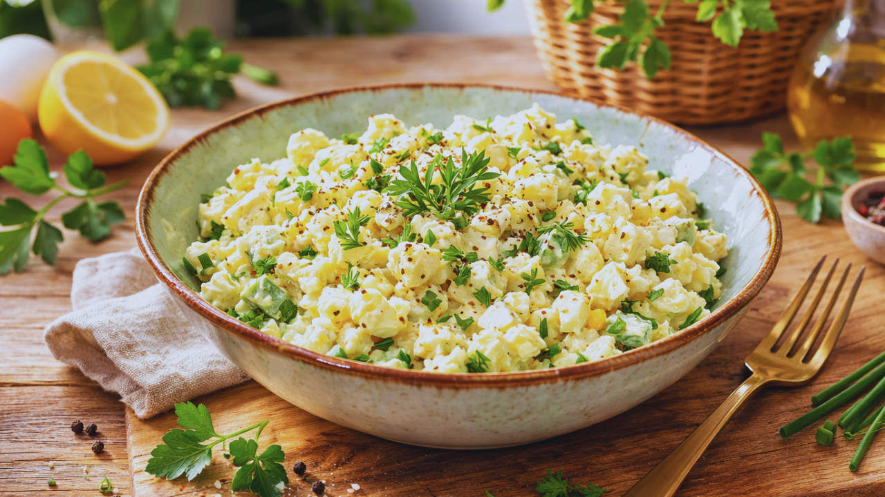 keto sałatka jajeczna z kalafiorem i chrzanem